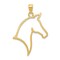 14K Gold Polished Cut Out Horse Head Pendant Charm Jewelry 32 x 24 mm